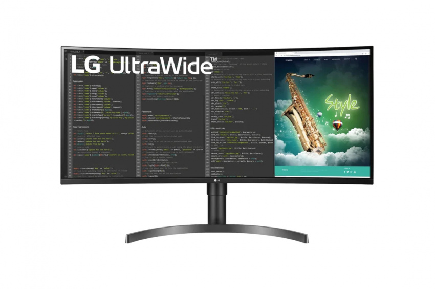 LG 35 吋 UltraWide™ QHD HDR VA 弧形顯示器, 正視圖, 35WN65C-B